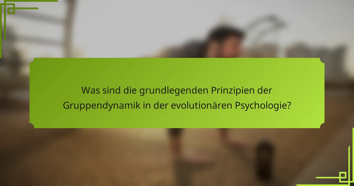 Was sind die grundlegenden Prinzipien der Gruppendynamik in der evolutionären Psychologie?