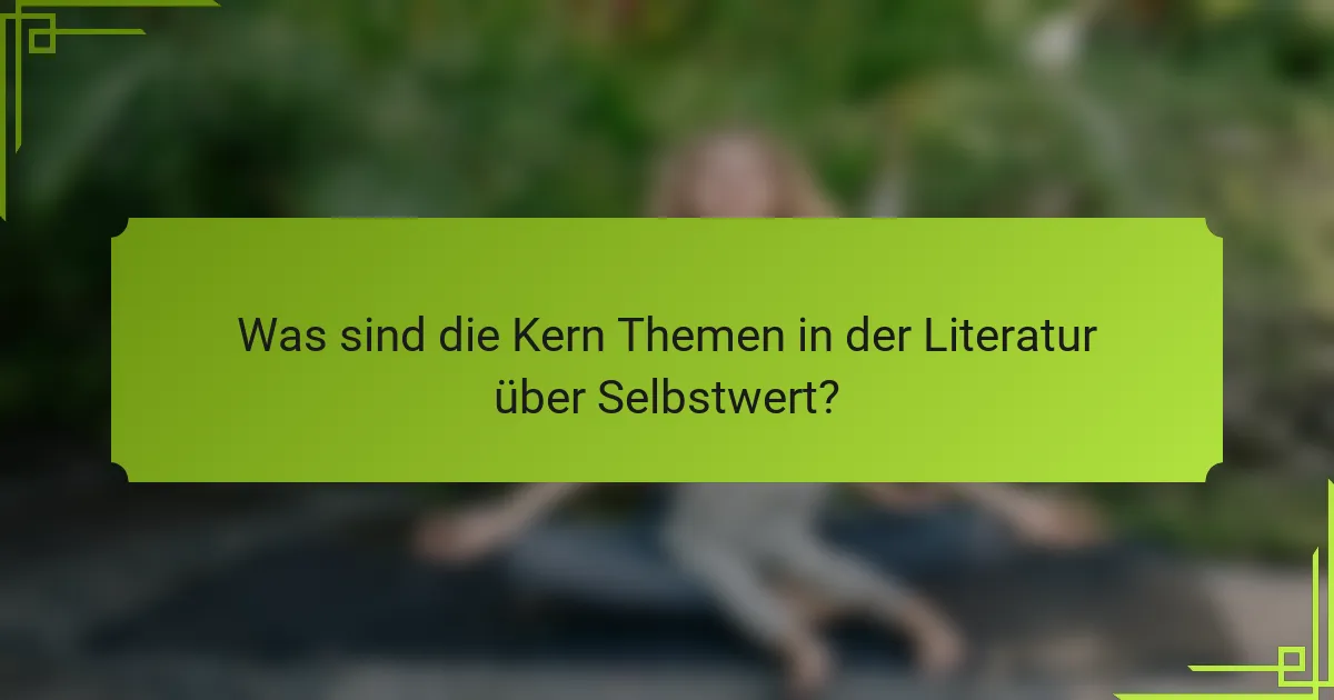 Was sind die Kern Themen in der Literatur über Selbstwert?