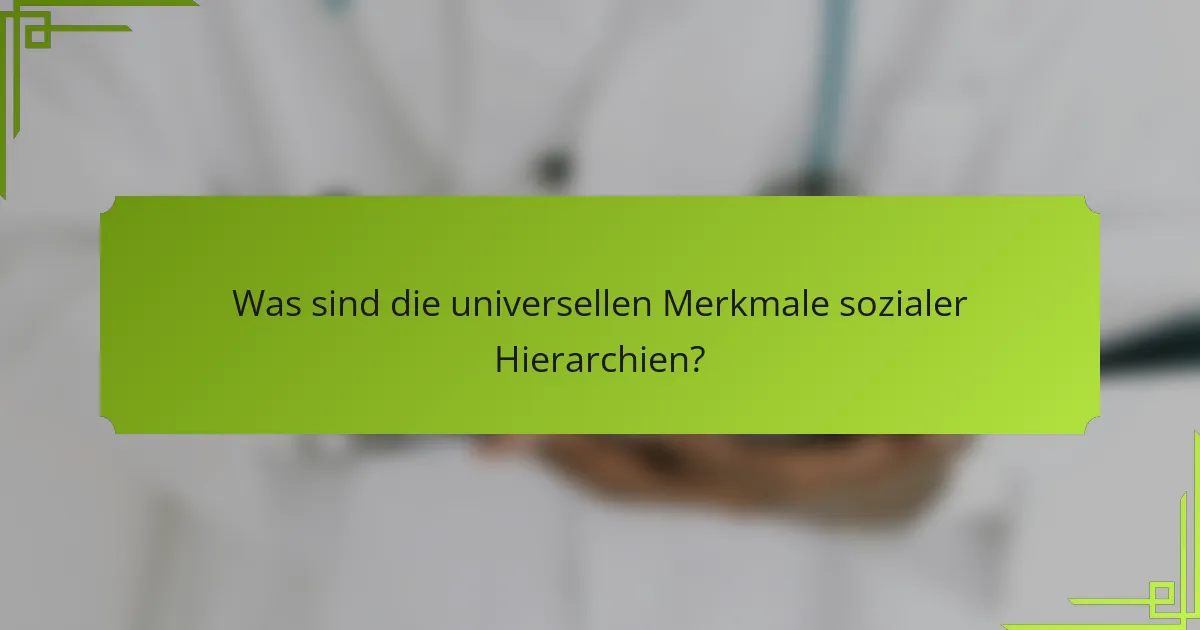 Was sind die universellen Merkmale sozialer Hierarchien?