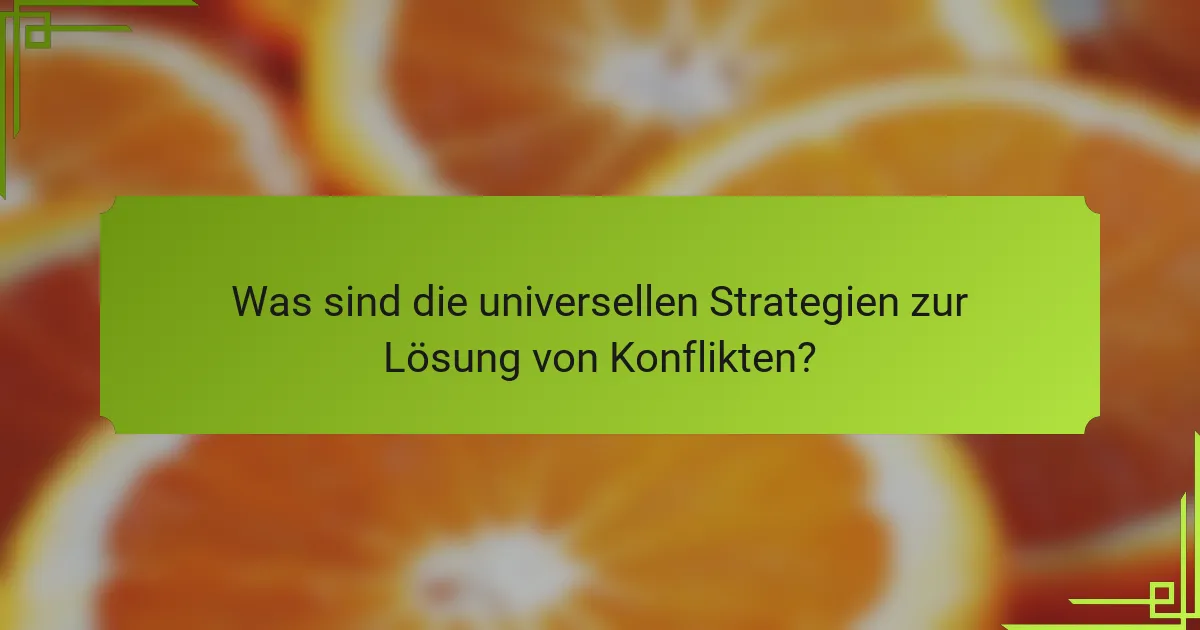 Was sind die universellen Strategien zur Lösung von Konflikten?