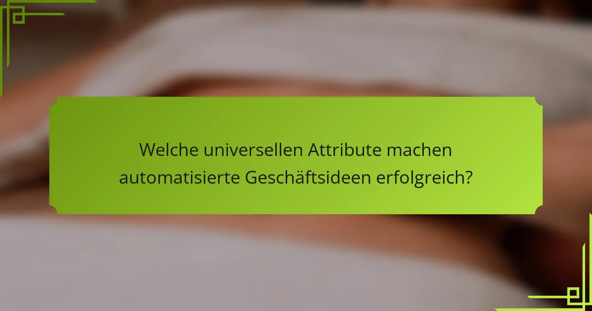 Welche universellen Attribute machen automatisierte Geschäftsideen erfolgreich?