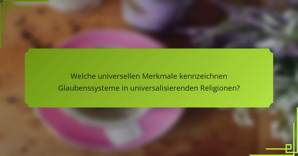 Welche universellen Merkmale kennzeichnen Glaubenssysteme in universalisierenden Religionen?