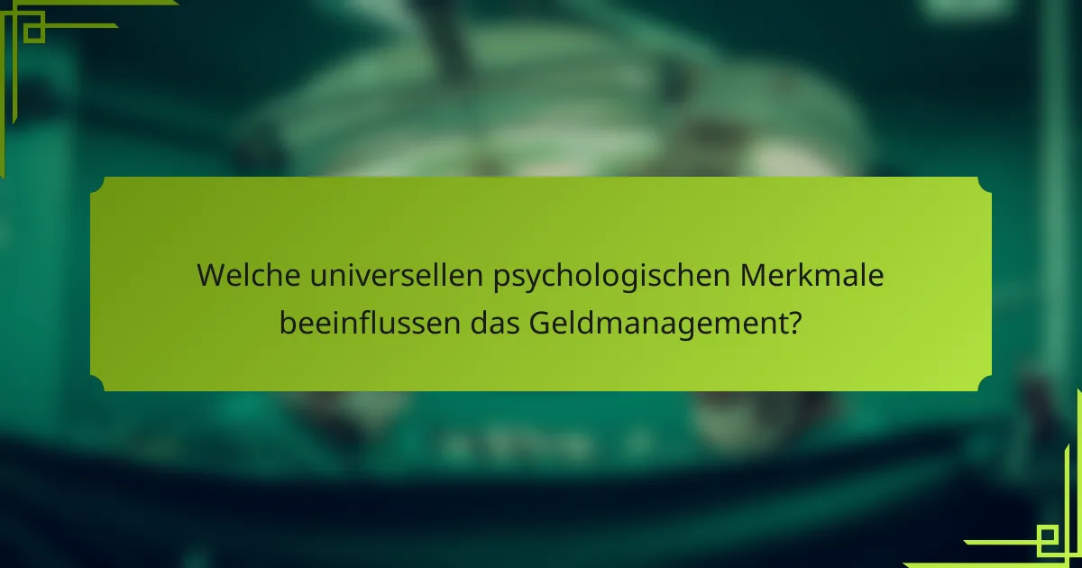Welche universellen psychologischen Merkmale beeinflussen das Geldmanagement?